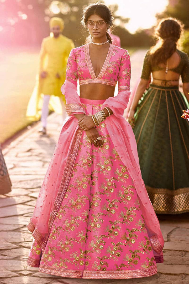 Pink Sequence Work Thai Silk Amazing Lehenga choli