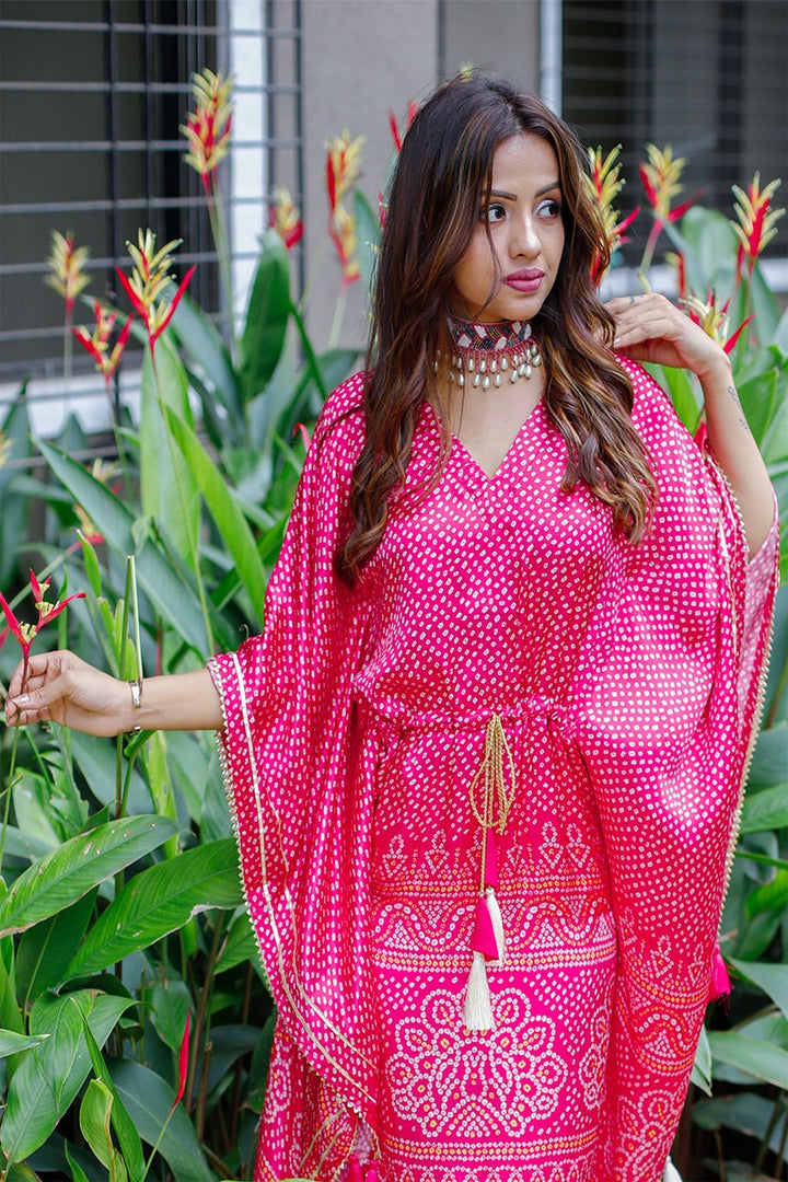 Pink Color Designer Pure Gaji Silk kaftan