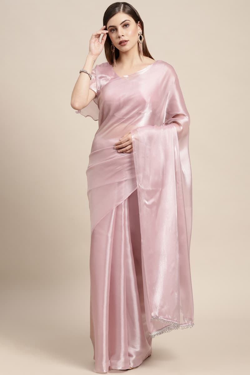 Light Pink Color Jimi Silk Partywear Saree