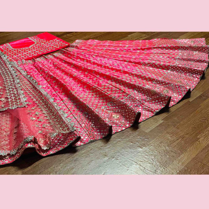 Pink Mouch Silk Mirror Lehenga Choli