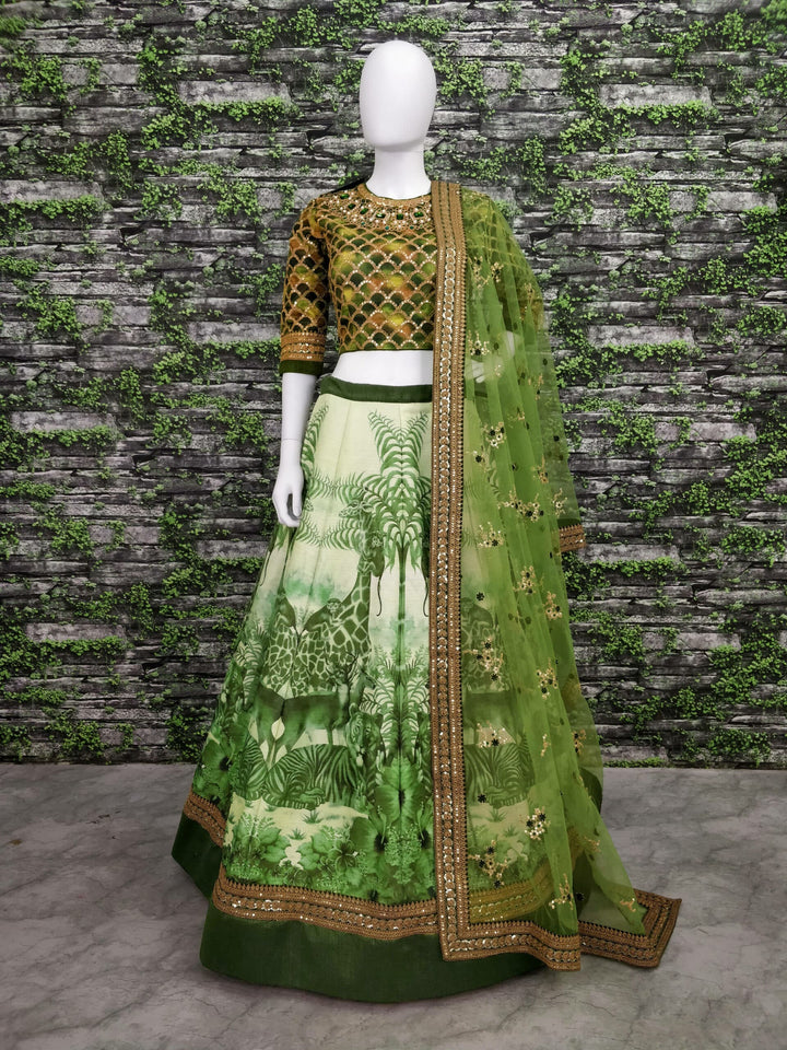 Green Chennai Silk Designer Lehenga Choli