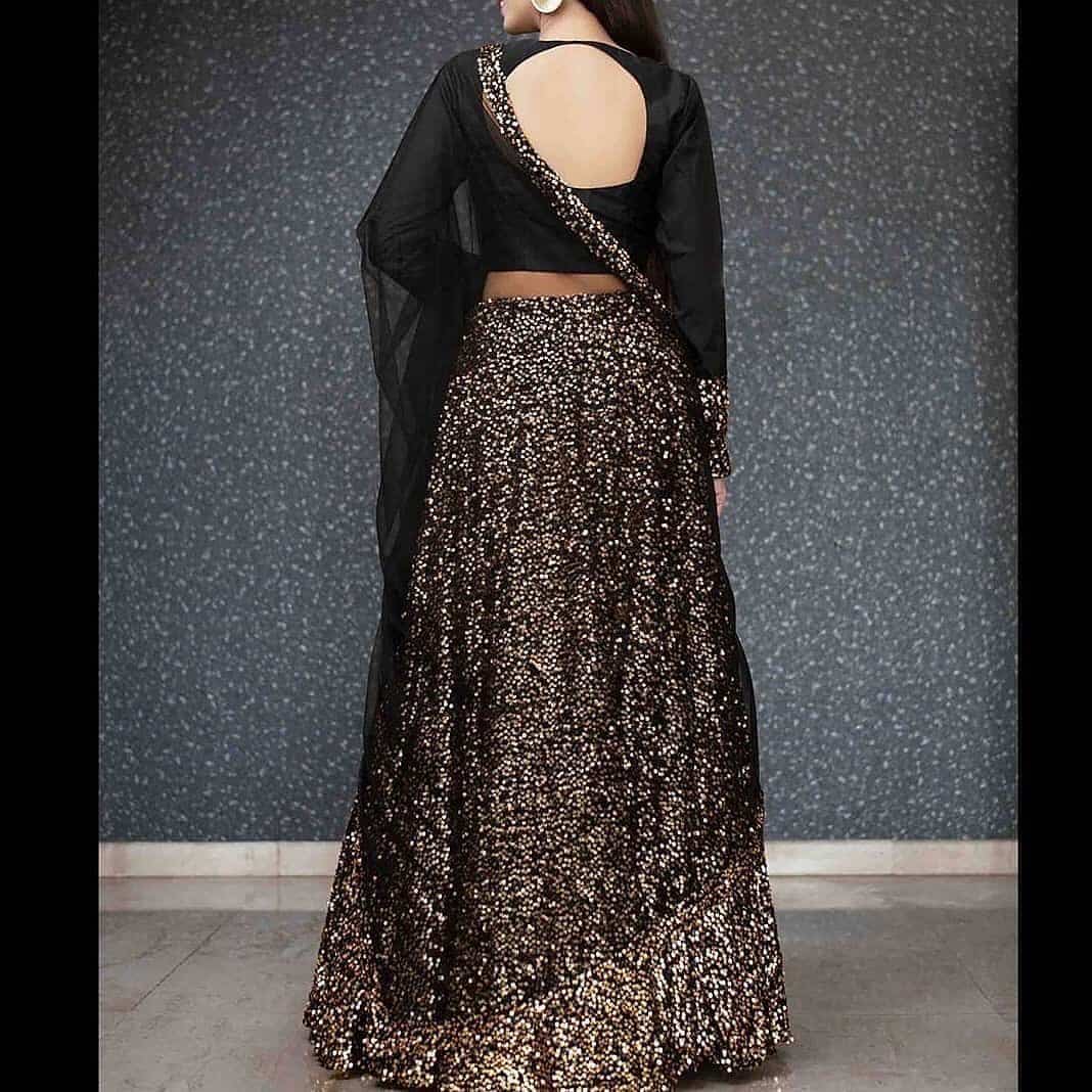 Black-Gold Sequence Lehenga Choli