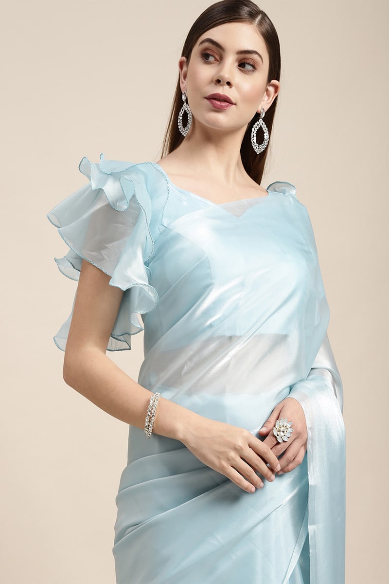 Sky Blue Color Jimi Silk Partywear Saree