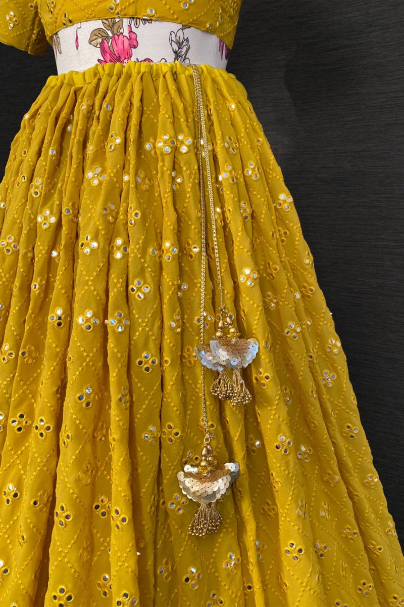 Haldi Georgette Lucknowi Lehenga Choli