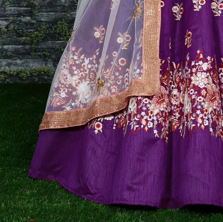 Purple Raw Silk Designer Lehenga Choli