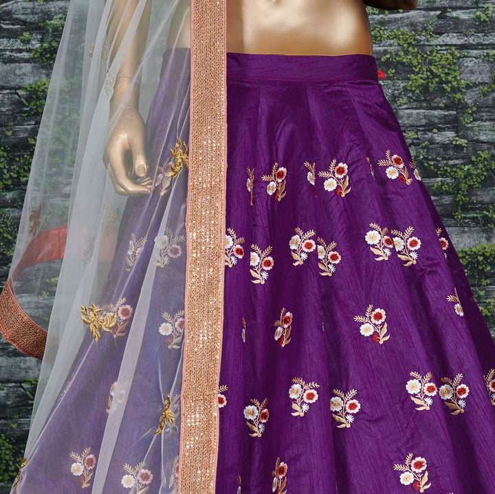 Purple Raw Silk Designer Lehenga Choli