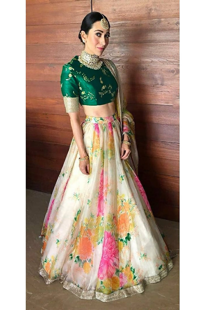 Cream Soft Organza Beautiful Lehenga Choli