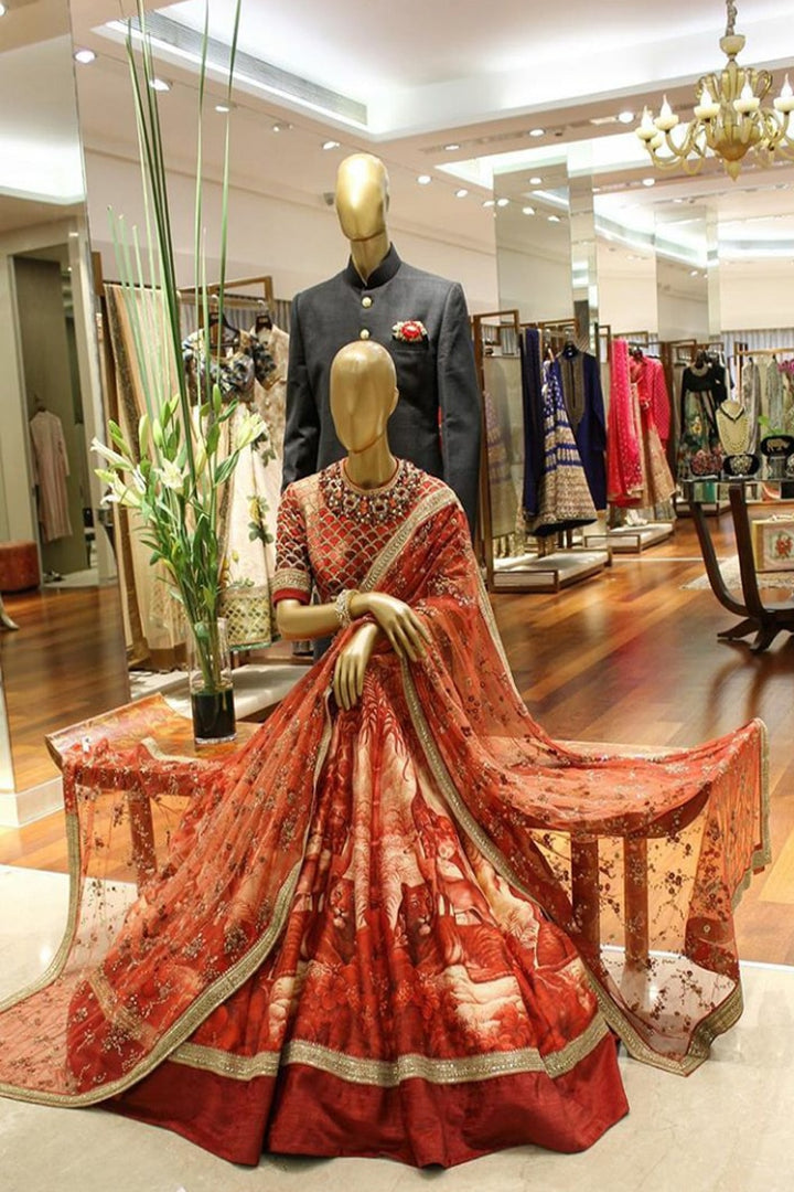 Red Chennai Silk Designer Lehenga Choli