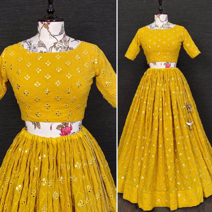 Haldi Georgette Lucknowi Lehenga Choli